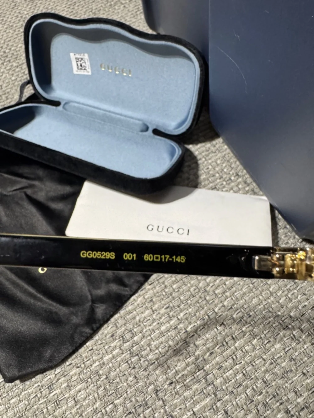 Gucci GG0529S 001 Square Sunglasses w/ Case, Cloth & Booklet